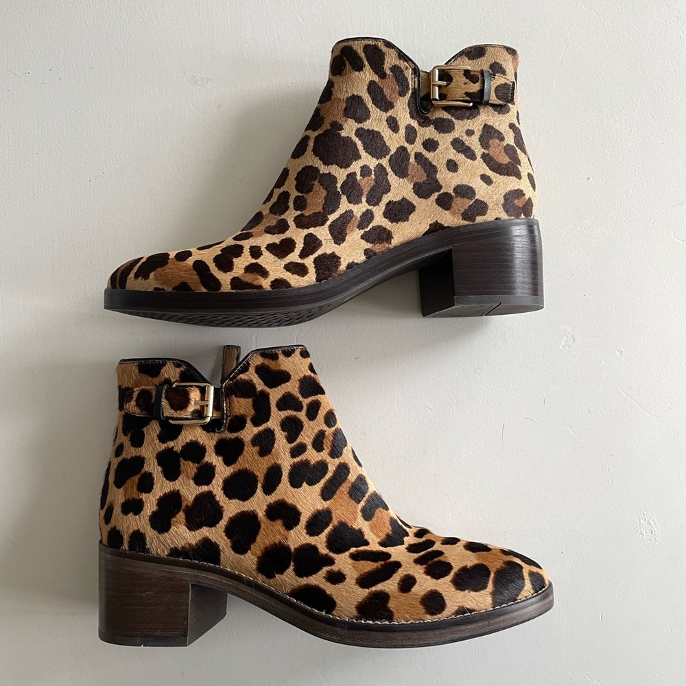 Cole Haan Harrington Grand Calf Hair Leather Buckle Ankle Bootie